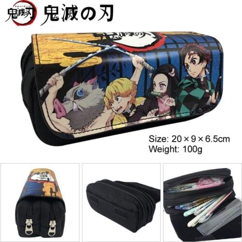 1Pcs Anime Demon Slayer Kimetsu No Yaiba Kamado Tanjirou Pencil Case Cute PU Zipper Pencil Bag Pencil Box Kids Stationery Gift