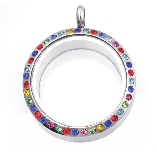 1pc Good Quality 30mm Round Stainless Steel Glass Locket Twist Screw Open Pendant for Sweater Necklace