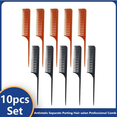 10pcs Hair Dye Comb Hair Styling Comb Heat Resistant Pin Rat Tail Comb Antistatic Separate Parting Hair Salon Professional Comb