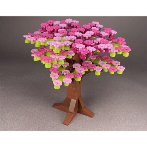 2sets/lot DIY Plant Cherry tree NO.2 Flower with 7 Thick Petals and Pin Building block toys for children Dolls Xmas gifts