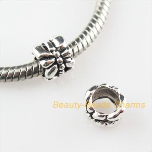 45Pcs Tibetan Silver Flower Spacer Beads fit European Charm Bracelets 6x7mm