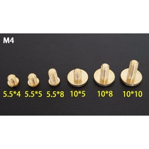 50PCS D10*M4*4/8/10MM Leathcrafts Pure solid Brass flat Slotted head RivetButtons Screws nail Chicago Screw Leather Belts Screws