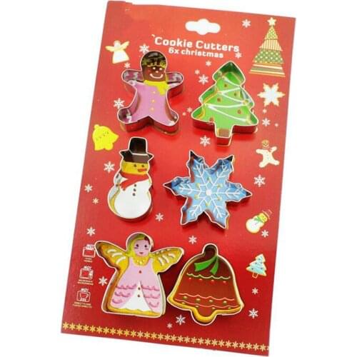 6Pcs/Set Cookie Cutters Christmas Tree Snowflake Snowman Cookies Santa Moulds Stainless Steel Fondant Cake Mold Bake DIY Tools