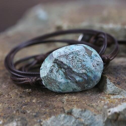 2019 Natural Stones cut Ocean-jaspers Charm Wrap Bracelets Unique Handmade Ethnic Multilayers vintage Bracelets gift jewelry