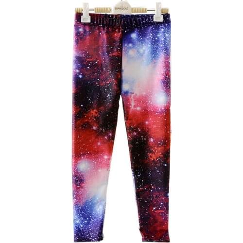 LOVE SPARK Galaxy Purple Space Girls Running Pants Elastic Pineapple Loose Straight Kids Trousers 9 Years Children
