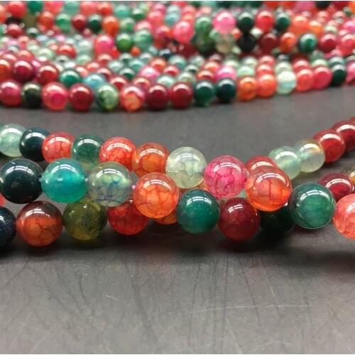 1 Strand 4 6 8 10 12mm Natural Stone Beads Vintage Colorful Cracked Agates Charms Strand Accessories Findings For Jewelry Making