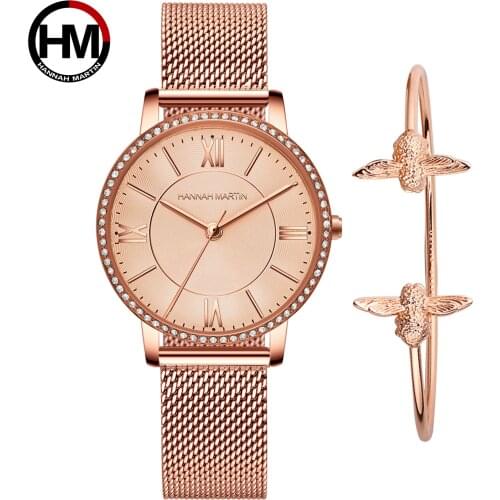 Drop Shipping A Set Watch & Bracelet Women Watch Japan Quartz Wristwatches Diamond Dial Casual Waterproof Ladies Watch For Gift