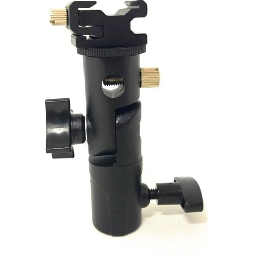 Jakinsta Flash Holder Hot Cold Shoe to Light Stand Mount with Umbrella Holder 1/4" to 3/8" Adapter Swivel Head Bracket Holder