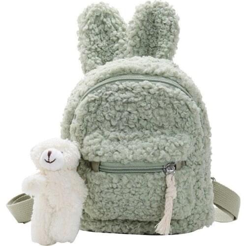 Kids Backpack 2020 Korean Childrens Plush Bag Shoulder Bag Simple Plush Rabbit ShoulderBag Tide Child Girl Purse Student Bag
