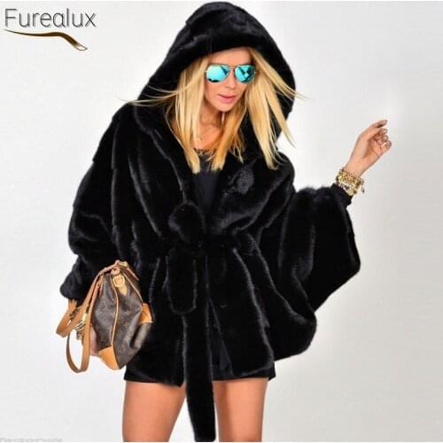 FUREALUX Winter Womens Real Fur Mink Coat European Street Fashion Clothes Thickened Warm Cloak Support Wholesale Purchasing