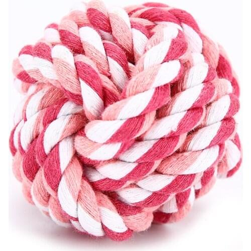 HACHIKITTY Rope Ball Dog Toys Play Interactive Game Clean Teeth&Gums Colorful And Pure Cotton Fibers For Chewing XF0009