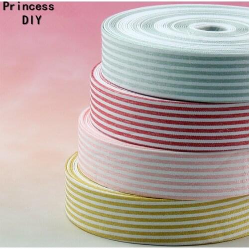 5Meters 10 25 40mm Printed Twill White Stripe Ribbon Cotton Folded Tape Riband Trim DIY Hair Bow Tie Collar Hand Craft Material