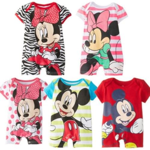 Summer Newborn Baby Romper Cartoon Mickey Minnie Print Baby Boy Girl Jumpsuit Roupas Bebes Infant Clothes Toddler Costume Outfit