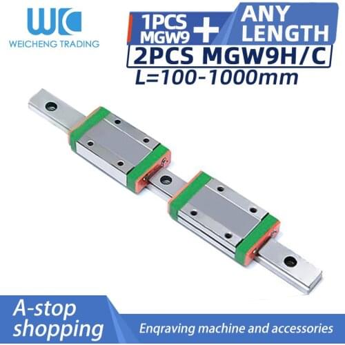 3D printer 1pc linear guide MGW9 L 100 200 350 400 500 800 1000mm miniature linear slider 2pcs MGW9H MGW9C transport cnc parts