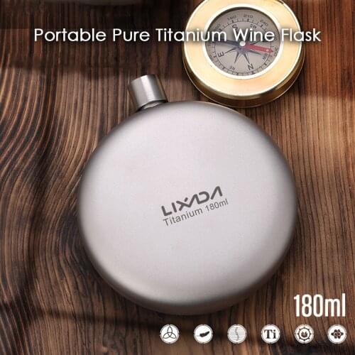 Lixada 180ml Leakproof Titanium Flask Alcohol Whisky Wine Flask for Outdoor Camping Backpacking Travel Picnic
