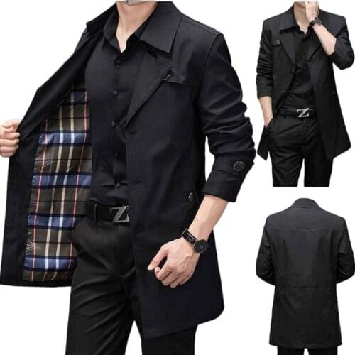 Men Trenchs Business Mid-Length Fashion Windbreaker Fashion Outerwear Jackets Trench Coats Suitable Weight 100-280 Pounds