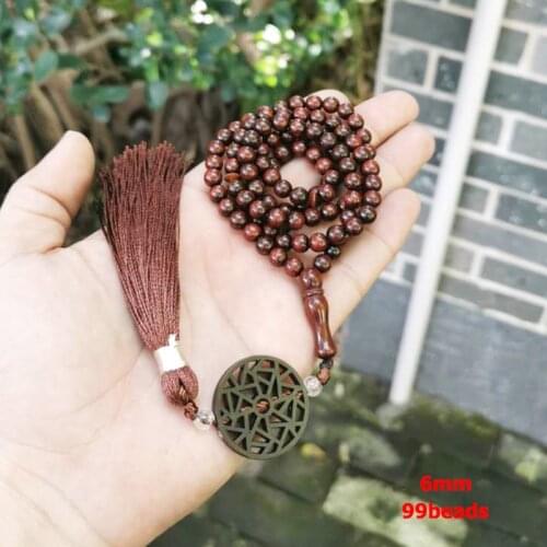 Tasbih Natural Red Wood Mans Misbaha 99 prayer beads islamic jewelry Arabic fashion bracelet