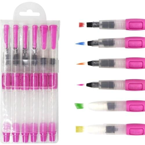 6 Tap Water Brush Set Nylon Pen Tip Transparent Rod Water Injection Type Brush Watercolor Special Pen Painting Supplies