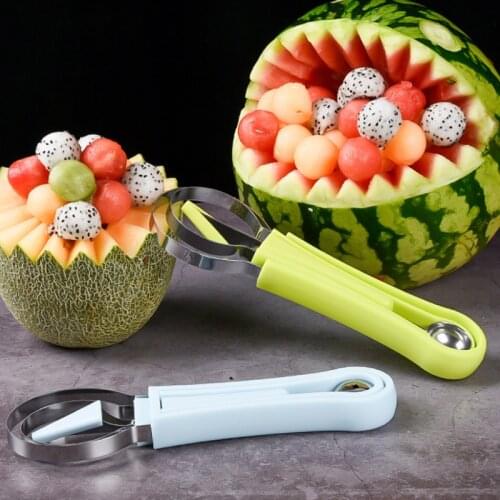 Stainless Steel Fruit Carving Knife Three-Piece Set Fruit Platter Tool Ball Digger Set Watermelon Ball Digging Spoon Suit