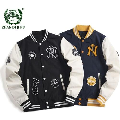 Baseball Trench Jacket Men Spring Autumn Embroidery Stitching Unisex Couple Models Coats Outdoor Pilot Bomber Thin Mens Jackets