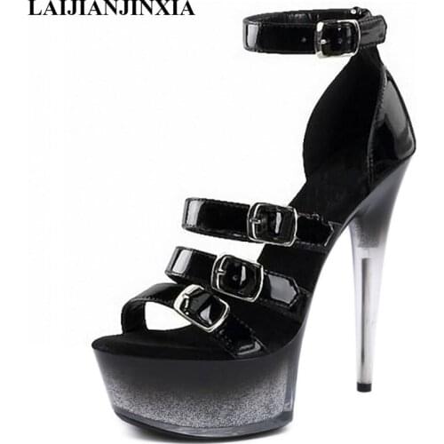 New Open Toe Mature Platform Sandals Gladiator 15CM High Stripper Heels Pole Dance Shoes Sexy Fetish Party Women Nightclub Shoes