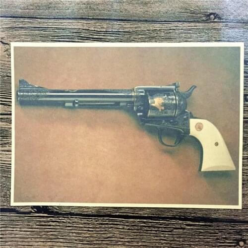 New arrival XQ-117 "Classic revolver" vintage kraft paper wall art sticker poster vintage pictures for house bar 42x30 cm