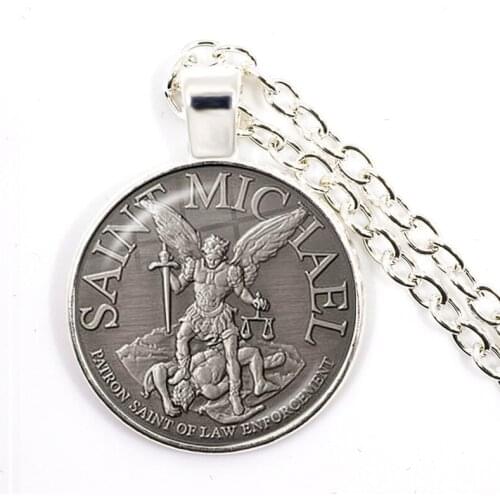 Hot St.Michael Necklace Fashion Protect Me Saint Shield Protection Justice Necklaces Pendants Talisman Christian Holy Gifts