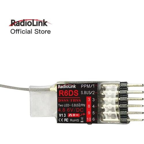 FPVMGC R6DS 2.4G 6CH RC SBUS / PWM / PPM Radio Transmitter Receiver Fits Compatible Racing Drones for AT9S / AT10 / AT10II