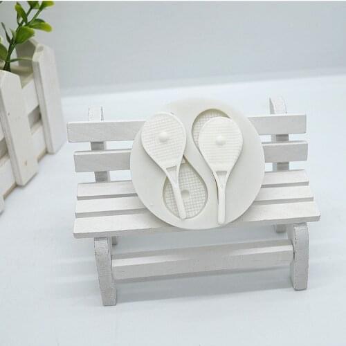 Tennis Rackets And Balls Shape Silicone Mold Fondant Resin Sugarcraft Ornaments Mould For Pastry Cupcake Decorating Kitchen Tool