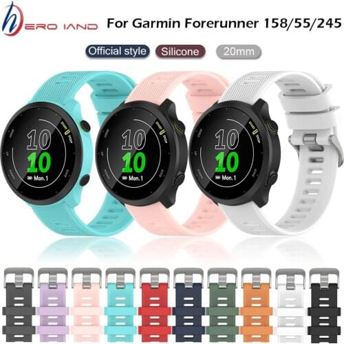 Watchband For Garmin Forerunner 55 158 Band 245 245M 645 Smartwatch WristBand 20mm Sports Silicone Strap Bracelet Accessories