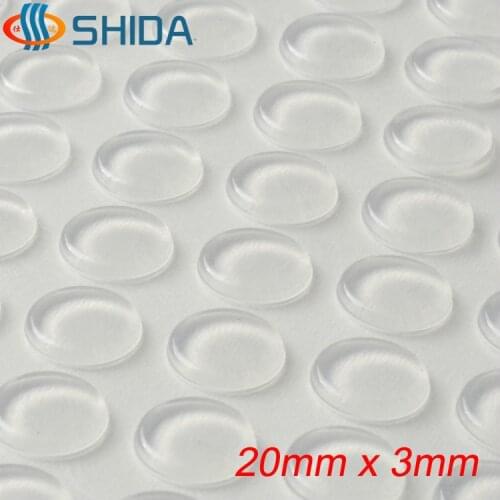 100 PCS 20*3mm 3M Self Adhesive Clear Anti Slip Silicone Furniture Bumper Pads, Flat Rubber Feet Pads for Cabinet or Glass Table