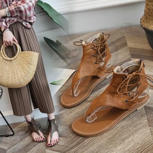 Sandals Women 2020 New Women Summer Sandals Plus Size Cross Strap Flat with Shoes Woman Casual Zipper Gladiator Sandalias Mujer
