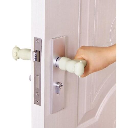 Cute Pig Door Handle Gloves Silicone Anti-Static Door Knob Covers Protective Sleeve For Baby Doorknob Safety Anti-Collision Mat