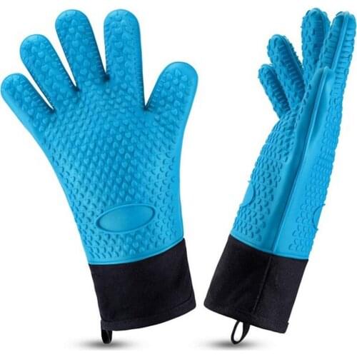 2 Pieces of Silicone Oven Gloves Insulated Microwave Oven Cooking Gloves Non Slip Pot Holder Kitchen Baking Barbecue Utensils