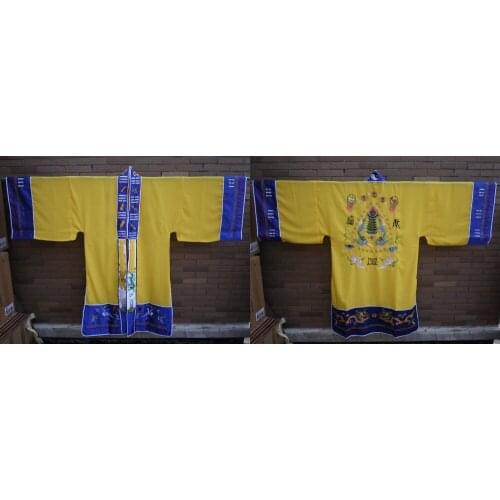 Unisex Taoist embroidery craneTaoism gownrobes martial arts uniformscassock tai chi garments clothes clothing suits yellow