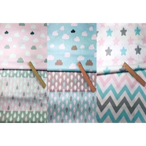 YY DIY Promotion! New Brand Design Pretty Design Rain Clould Fivestar & Stipe Cotton Fabric