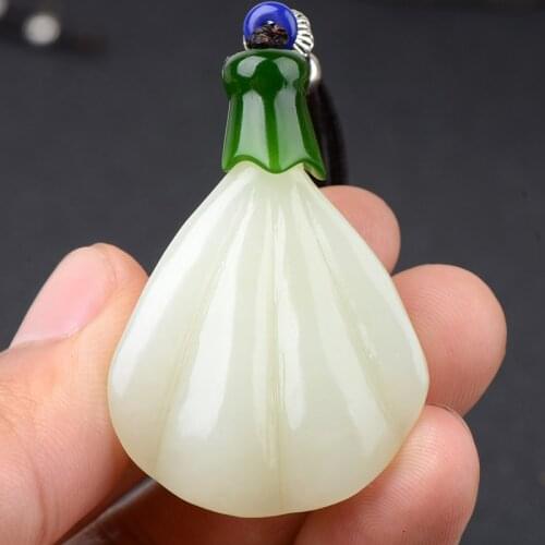 Natural jade pendant hollow hand-carved lotus jade pendants brand men women jadeite jade jewelry jade necklace women