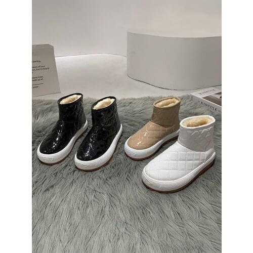 Womens shoes snow boots 2020 winter new plus velvet warm cotton shoes round toe waterproof non-slip short boots