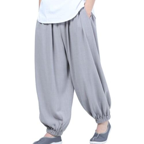 Winter warm cotton&linen budda lay meditation trousers buddhist zen pants shaolin monk kung fu bloomers black/red/grey