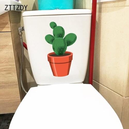 ZTTZDY 14.6×25.5CM Cactus Potted Green Plants Toilet WC Accessories Home Wall Stickers Mural T6-0049