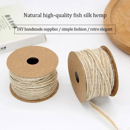 10m Natural Brown Jute Hemp Rope Burlap Rolls Hessian Ribbon With Lace Vintage Rustic Wedding Decoration Twine String Cord Craft