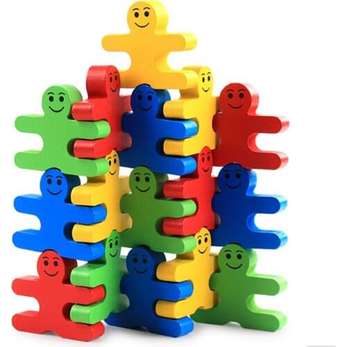 16pcs/set Baby Toys Cartoon Colorful Balancing Blocks Wooden Toys Educational Balance Villain Blocks Toy For Children