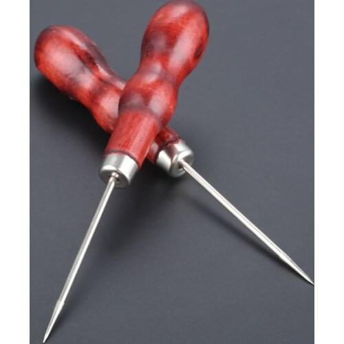 DRELD 2Pcs Leather Stitching Sewing Awl Repair Tool Sewing Punch Hole Hook Awl Leather DIY Handmade Leather Craft Tool 13.3CM