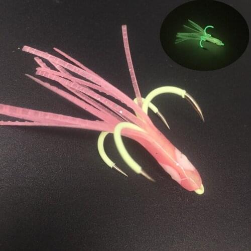 2Pcs* 6cm Octopus Squid Skirt Fishing Luminous hook Four Hooks Fishing Hook Steel Alloy Sea Fishing Lure Bait Jigs Assist Hook