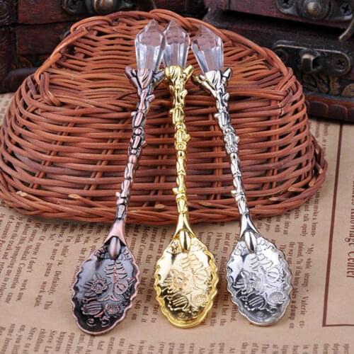 2pcs! Vintage Royal style small coffee spoon gold silver flatware cutlery i dessert spoon for Kitchen dining bar,Free shipping