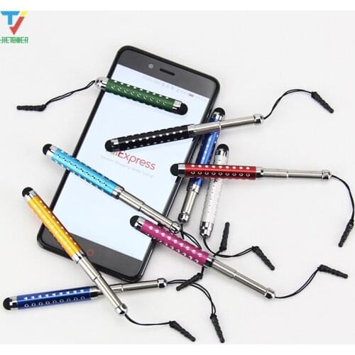 500pcs Flexible Crystal Stylus Capacitive Touch Screen Pen for Iphone Samsung Galaxy S4 Note 3 Retractable with Earphone Plug