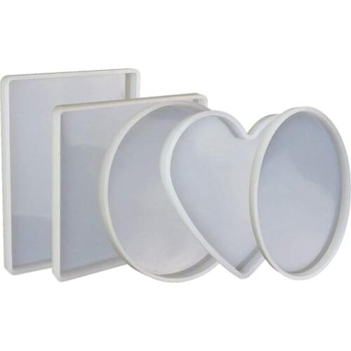 Promotion! Large Resin Silicone Molds Shiny Epoxy Resin Molds Including Round, Square, Rectangle, Heart, Oval Shape Casting Mold