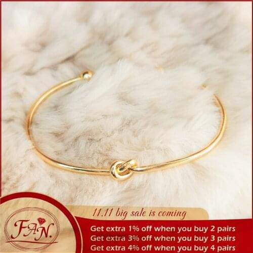 2021 New Trend Charm Girl Women Ladies Simple Knot Style Golden Color Casual Fashion Adjustable Cuff Bracelet Jewelry Nice Gift