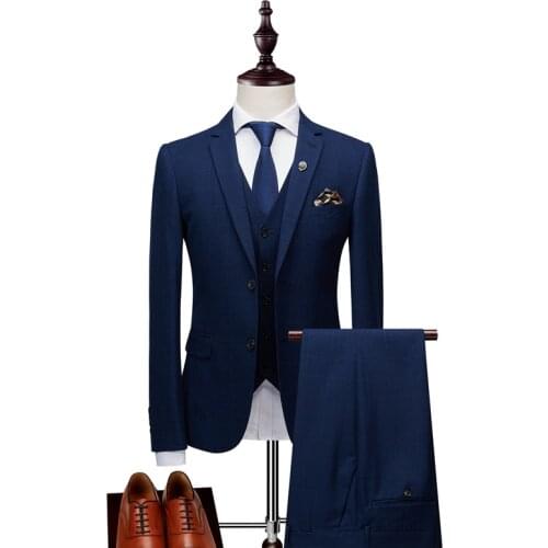Brand Men Suit 2021 New Arrival Men Suit 3 Pieces Classic Plaid Suits Men Business Wedding Suits Slim Fit Men Tuexdo Party Dress