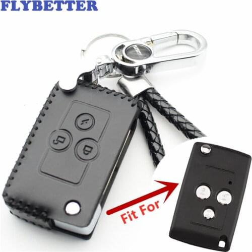 FLYBETTER Genuine Leather 3Button Flip Key Case Cover For Lada Priora/Niva/Granta/Samara/Xray/Sedan Car Styling (B) L187